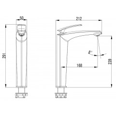 Смеситель для раковины-чаши Azario REULEAUX высокий, керамический картридж, без донного клапана, хром (AZ-VMF168U96C)