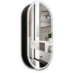 Зеркало-шкаф AZARIO Soho Black 500х1000 - 3.1 ЖК-часы, подогрев, сенсорный выключатель с функцией диммера (LED-00002612)