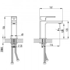 Смеситель для раковины Azario BLAKE керамический картридж, без донного клапана, хром (AZ-VBE168205C)