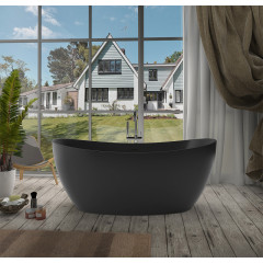 Ванна акриловая Azario GLASGOW 1800х800х665, свободностоящая, в комплекте с сифоном и металлической рамой, цвет черный (GLA18080MB)