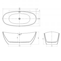 Ванна акриловая Azario GLASGOW 1800х800х665, свободностоящая, в комплекте с сифоном и металлической рамой, цвет черный (GLA18080MB)