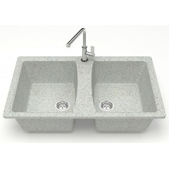 Кухонная мойка AZARIO Elmas 780х500х190 двойная, искусственный мрамор, цвет светло серый (CS00078335)