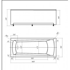 Ванна акриловая AZARIO ENRICA прямоугольная 160*70 см (AV.0030160)