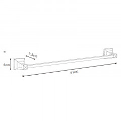 Полотенцедержатель трубчатый AZARIO ALTRE одинарный 60 см, хром (AZ96001)