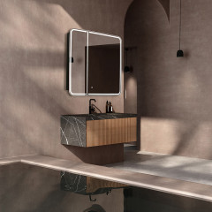 Зеркало - шкаф AZARIO Alliance - Black 805х198х800 сенсорный выключатель с функцией диммера (LED-00002611)