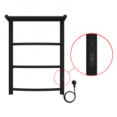 Полотенцесушитель электрический AZARIO VERONA 400/600 3 секции, с полкой, диммер справа, черный (AZ04846PB)