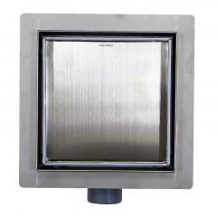 Трап для душа AZARIO 150х150 металлический, поворотный сифон 360°, решетка "под плитку", горизонтальный выпуск (AZZ3TILE150)