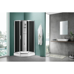 Душевая кабина AZARIO DENVER 90х90х200 прозрачное стекло 4 мм. с покрытием Easy Clean, задняя панель черная, цвет профиля хром (AZ-N10806 900)