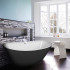 Ванна акриловая Azario EASTON 1800x820x600 мм., белая с черными внешними стенками, свободностоящая, в комплекте с сифоном и металлической рамой