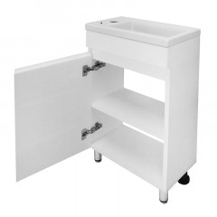 Комплект Тумба Azario Эстима 40Н 405х222х805 напольная, с раковиной Миранда 40, левая, белый (CS00094579)