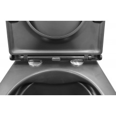 Унитаз подвесной Azario Teramo 515х355х365 безободковый с сиденьем микролифт, черный матовый (AZ -053E-R-MB)