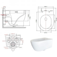 Унитаз подвесной с сиденьем микролифт, дюропласт. Azario NEMI 530*360*360 mm (AZ-1293WH)