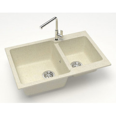 Кухонная мойка AZARIO Grand 765х500х190 двойная, искусственный мрамор, цвет бежевый (CS00079902)