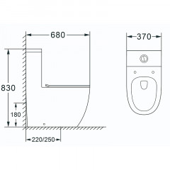 Унитаз-моноблок AZARIO MORANO 680x370х830 напольный, безободковый в комплекте с сиденьем микролифт, черный матовый (AZ-1001MB)