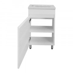 Комплект Тумба Azario Эстима 40Н 405х222х805 напольная, с раковиной Миранда 40, левая, белый (CS00094579)