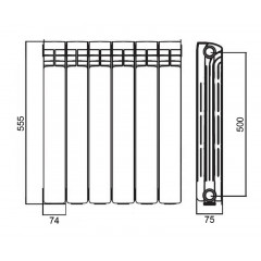 Радиатор биметаллический AZARIO BM500/80 8 секций, белый (BM500/80/8)