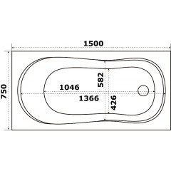 Ванна акриловая Azario Тенза 150х75