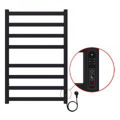 Полотенцесушитель электрический AZARIO PALERMO 500/800 квадрат, 8 секций, диммер справа, черный (AZ83858B)