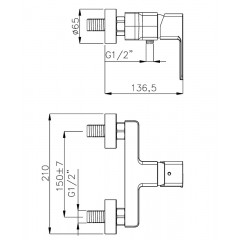 Смеситель для душа AZARIO CADEO без излива, хром (AZ-15940601)