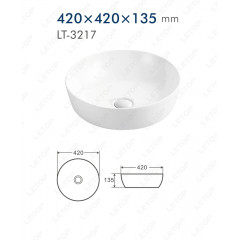 Раковина-чаша Azario 355x355x150 накладная, круглая, белый глянец (AZ-3217)