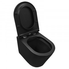 Унитаз подвесной Azario Teramo 515х355х365 безободковый с сиденьем микролифт, черный матовый (AZ -053E-R-MB)