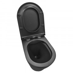 Унитаз подвесной Azario Teramo 515х355х365 безободковый с сиденьем микролифт, черный матовый (AZ -053E-R-MB)