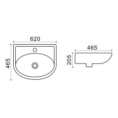 Раковина Azario 63х47,5х22 подвесная, белая (TEO-60)