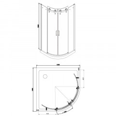 Душевое ограждение Azario OTTAWA 1000х1000х2000 без поддона, прозрачное стекло 8 мм, цвет профиля серебро (AZ-NKE2142 1000)
