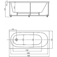 Ванна акриловая AZARIO FELISA прямоугольная 160*70 см (AV.0040160)