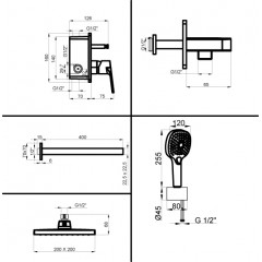 Промо-комплект AZARIO TREYA встраиваемый для душа, хром (AZ-15680721)