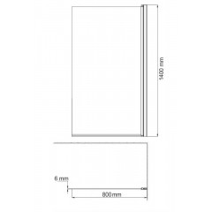 Шторка для ванны Azario Merrit 80х140 цвет профиля черный (AZ-NF6310-1 800 BLACK)