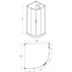 Душевая кабина AZARIO DENVER 90х90х200 серое стекло 4 мм. покрытие Easy Clean, задняя панель черная, цвет профиля серый (AZ-N10812 900 GREY)