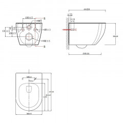 Унитаз подвесной с сиденьем микролифт, дюропласт. Azario ORMI 490*360*365 mm (AZ-0253VD)