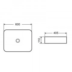Раковина-чаша Azario 600х405х110 накладная, прямоугольная, черный матовый (AZ-2174-MB)