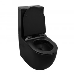 Унитаз-компакт Azario CORSA 380х630х830 напольный, безободковый, в комплекте с быстросъемным сиденьем микролифт, черный матовый (AZ-2062S-MB)