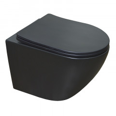 Сет LORANTO Инсталляция с двойной кнопкой белый глянцевый + подвесной унитаз Azario Gloria безободковый, матовый чёрный (4501+7310+AZ-2003MB)