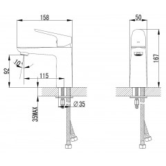 Смеситель для раковины AZARIO CAMPO керамический картридж, хром (AZ-KX168275C)
