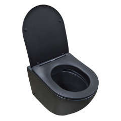 Сет LORANTO Инсталляция с двойной кнопкой белый глянцевый + подвесной унитаз Azario Gloria безободковый, матовый чёрный (4501+7310+AZ-2003MB)