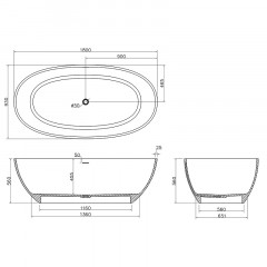 Ванна из искусственного камня Azario CHARTERS 180х93 см овальная отдельностоящая (Китай)