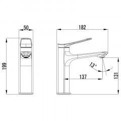 Смеситель для раковины Azario LINES керамический картридж, без донного клапана, хром (AZ-VPU168325C)