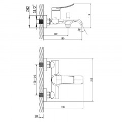 Смеситель для ванны и душа Azario ABILITY с ручным душем, керамический картридж, хром (AZ-VRY238331C)