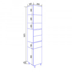 Пенал Azario Эстима 35 350х320х1970 напольный, правый, белый глянец (CS00094555)
