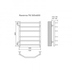 Полотенцесушитель водяной AZARIO RAVENNA 500/600 6 секций, нижнее/диагональное подключение, 1/2", хром (AZ07156)