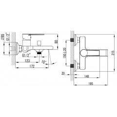 Смеситель для ванны AZARIO FARO с ручным душем, керамический картридж, хром (AZ-PS23459C)