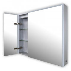 Зеркало-шкаф AZARIO Alliance 800х120х700 правый, с подсветкой, механическая кнопка, алюминиевый корпус (AZ-ZCLAMC-053CSП)