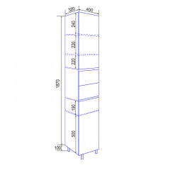Пенал Azario Эстима 40 напольный, левый, Графит (CS00094560)