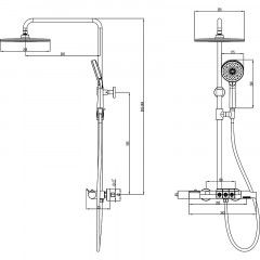 Душевая система Azario PIANO термостатический картридж, черный матовый (AZ-678U87ZA8(PA)-1DA1K17A-JR3A50APA)