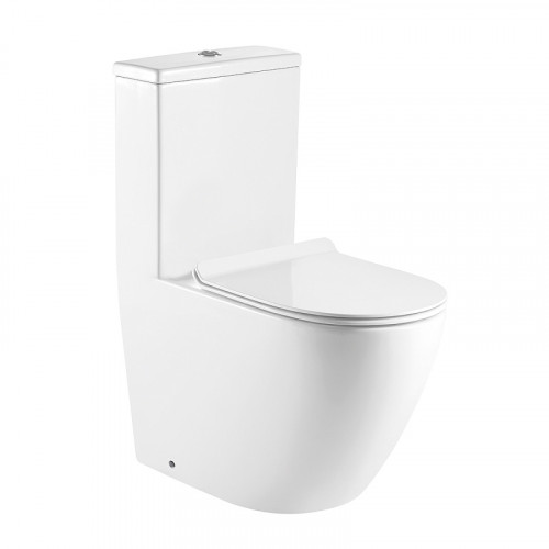 Унитаз-моноблок AZARIO MORANO 680x370х830 напольный, безободковый, в комплекте с сиденьем дюропласт микролифт, белый (AZ-1001)