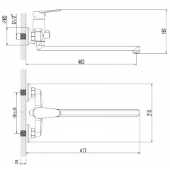 Смеситель AZARIO CASTELO для ванны с ручным душем, керамический картридж, хром (AZ-VJC138274C)