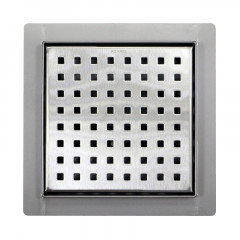 Трап для душа AZARIO 150х150 цельнометаллический, перфорированная решетка, горизонтальный выпуск (AZZ1150)
